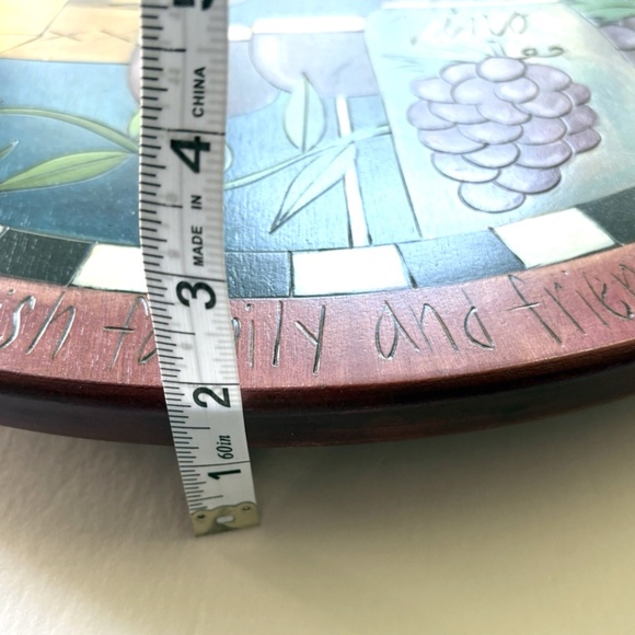 Sticks Handmade Lazy Susan 20" Wine and Cheese Wood Burned Hand Painted - Picture 10 of 10
